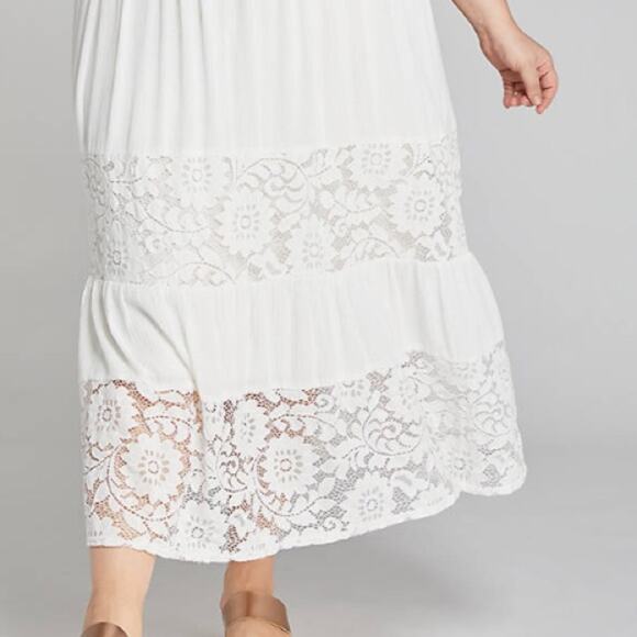 Lane Bryant white Lace Inset Midi Dress - Picture 4 of 7